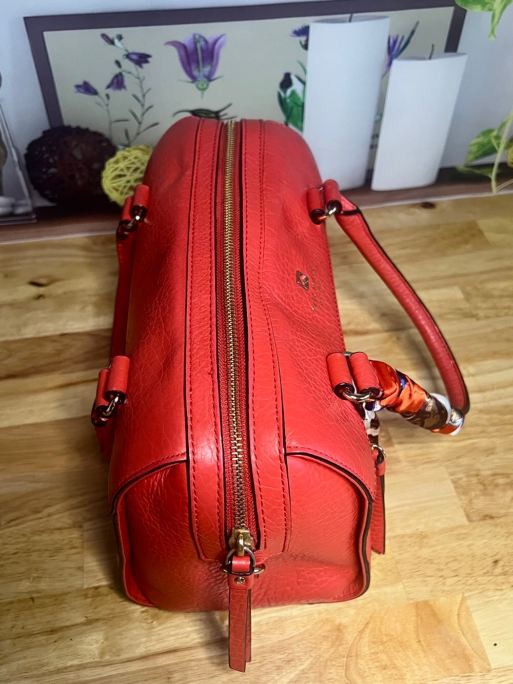Kate Spade Perri Lane Bubbles Perforated Leather Satchel in Empire Red - Picture 11 of 14